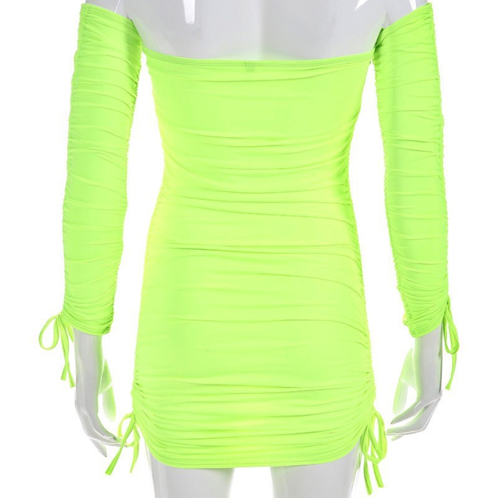 ππSuper hot neon lime stretchy mini dress - Picture 5 of 8